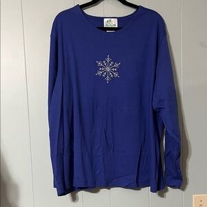 Quacker Factory Royal Blue Top with Snowflake